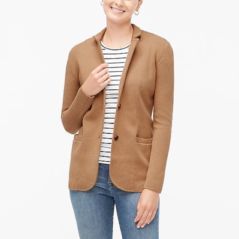 J crew sweater blazer in heather acorn size small